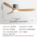 DecorBites™ 52" Low Floor Fan Lights Wood Blade Remote Control Ceiling Fan Strong Winds