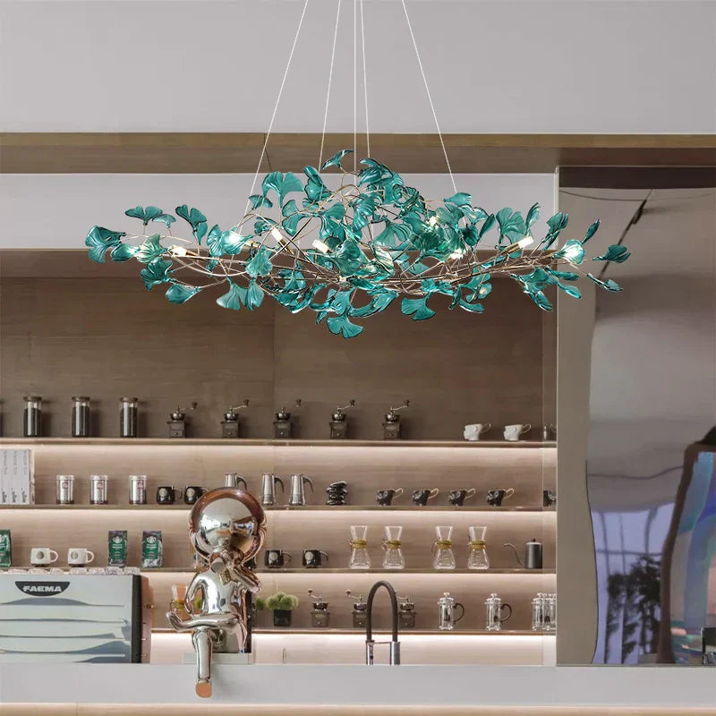 DecorBites™ Gingko Leaf Chandelier: Modern Luxury Art Decor for Home, Restaurant & Bar