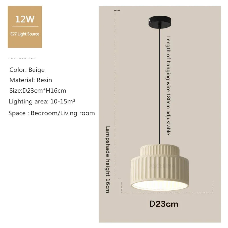 DecorBites™ Cream Resin LED Pendant Light for Home Decor