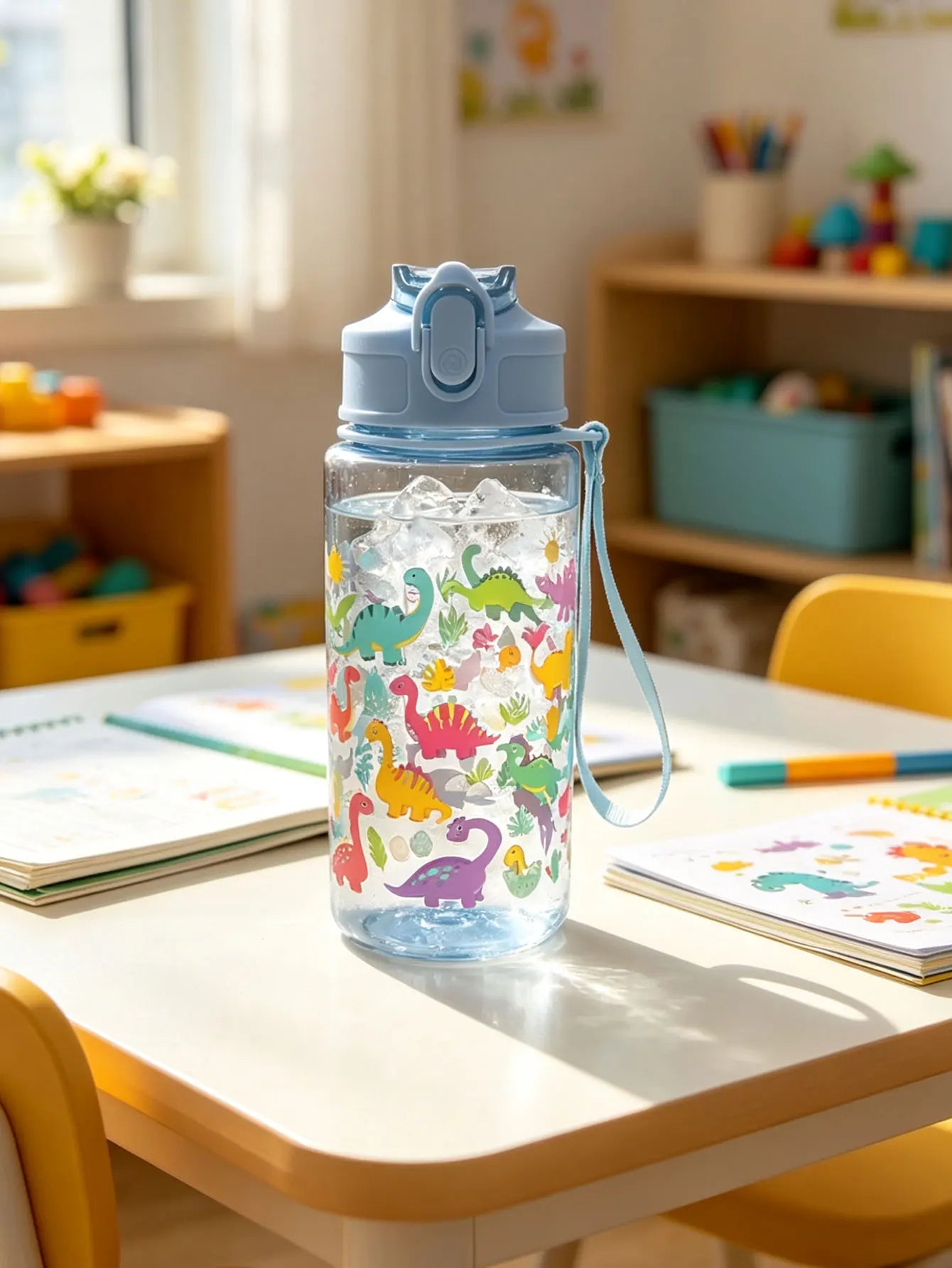 1 Piece 500ml (19 fl oz) Cartoon Printed Straw Cup | Summer Plastic Water Bottle