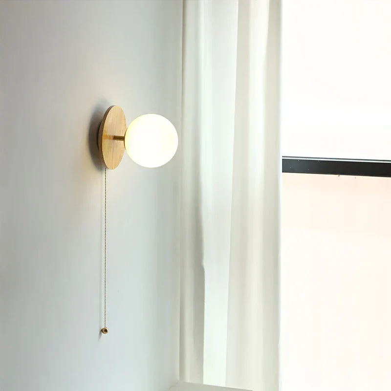 DecorBites™ Glass Ball LED Wall Lights with Pull Chain Switch for Bedroom Cafe Bathroom
