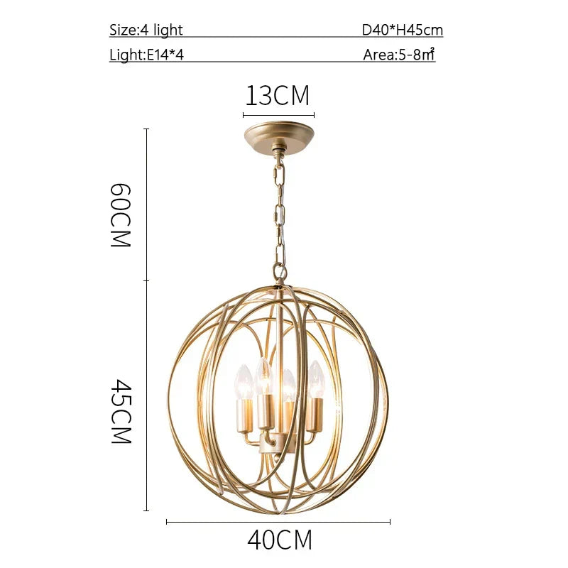 DecorBites™ Gold Crystal Chandelier Ring Ball Ceiling Light