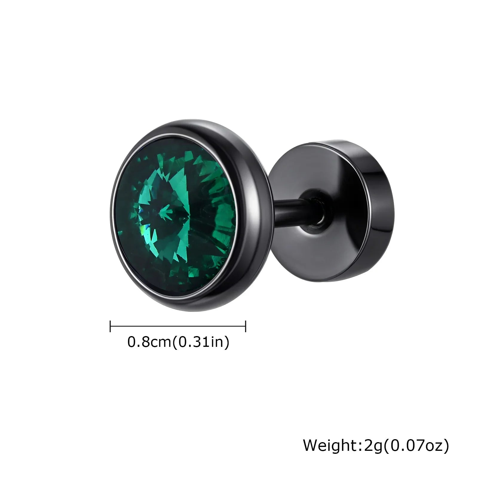 Stainless Steel Men’s Earrings | 8mm Multi-Faceted Screw Back Stud