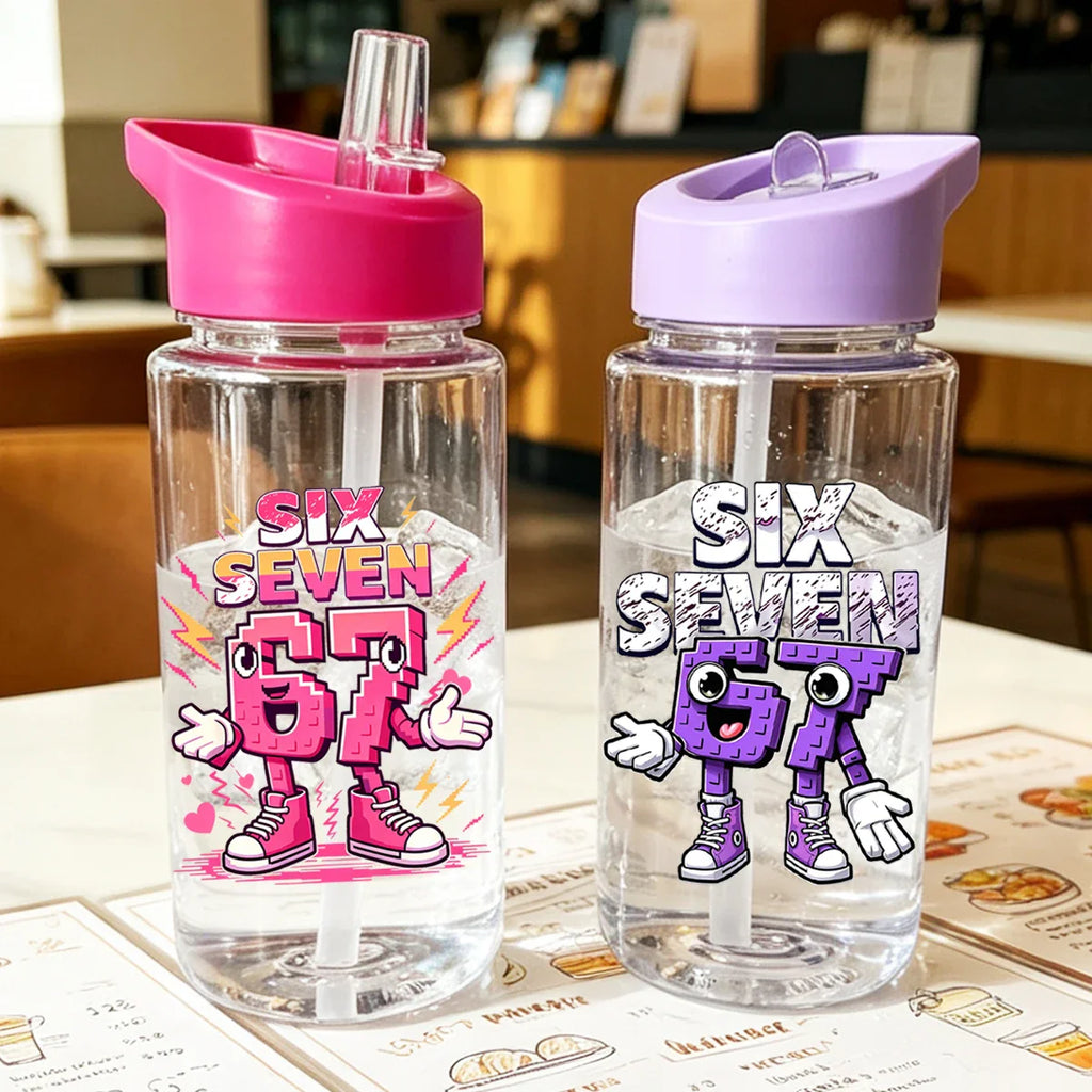 500ml 67 Printed Straw Cup | BPA Free Summer Water Bottle