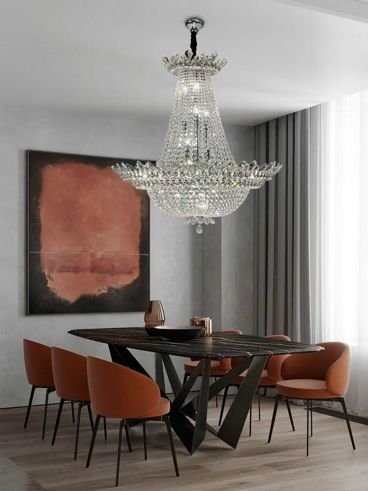 DecorBites™ K9 Crystal Gold Ceiling Chandelier - Trendy Chrome Lighting