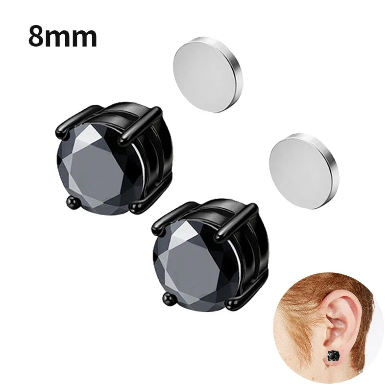 Fashion Crystal Magnetic Clip Ear Stud | Non Piercing Earrings for Men Women