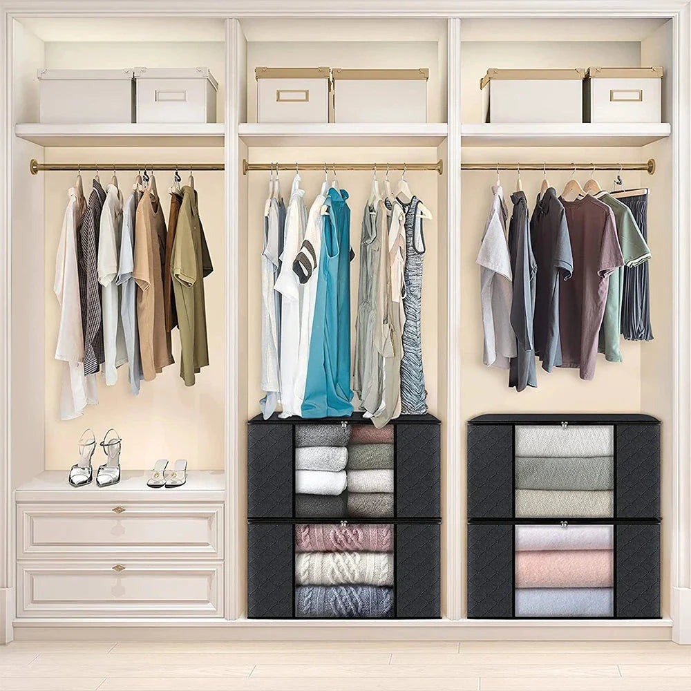 Large Capacity Foldable Clothes Storage Bag – Blanket & Closet Organizer