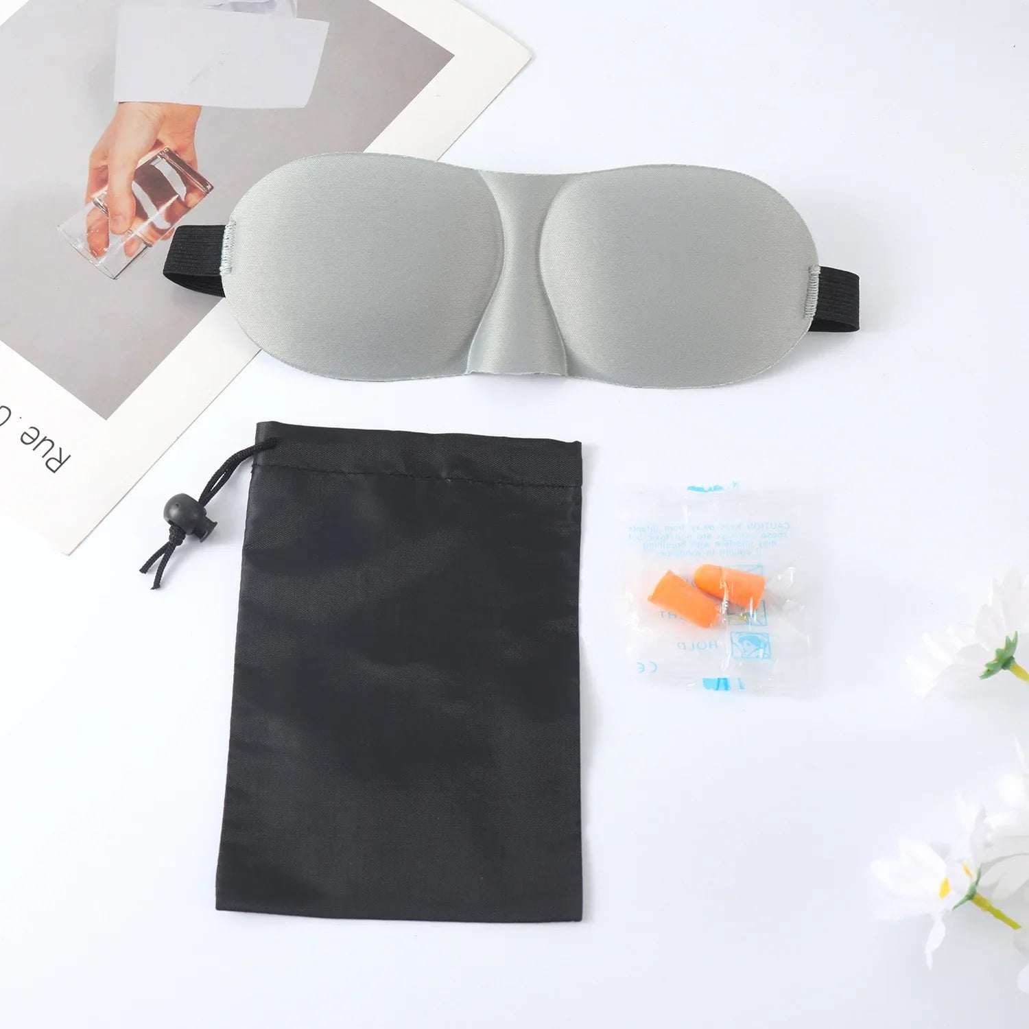 3D Sleep Mask for Travel and Nap | Lightweight Eye Cover with Storage Bag and Earplugs