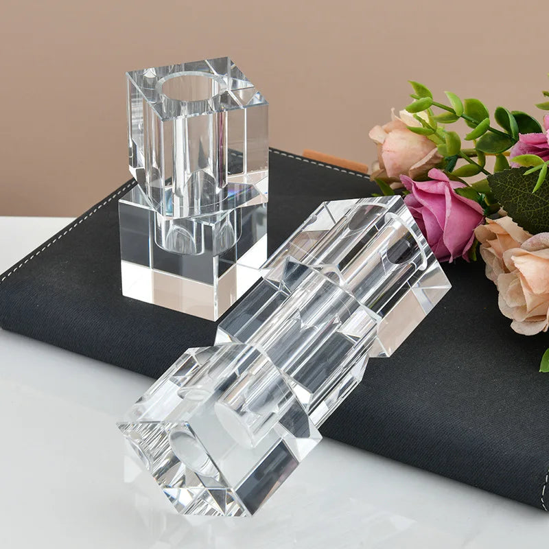 DecorBites™ Geometric Glass Vase Stack for Home Decor & Flower Arrangement