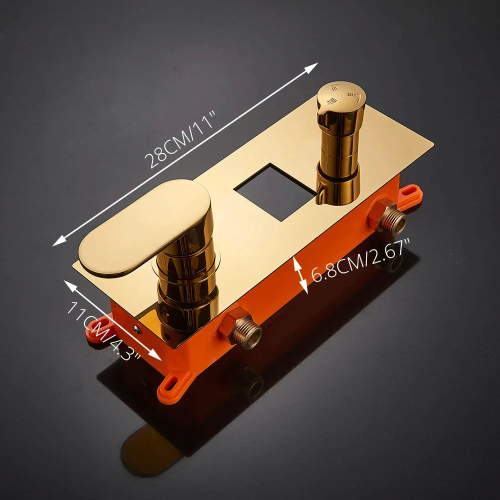 DecorBites™ Gold Digital Shower Set with 3-Functions LED Rainfall Head