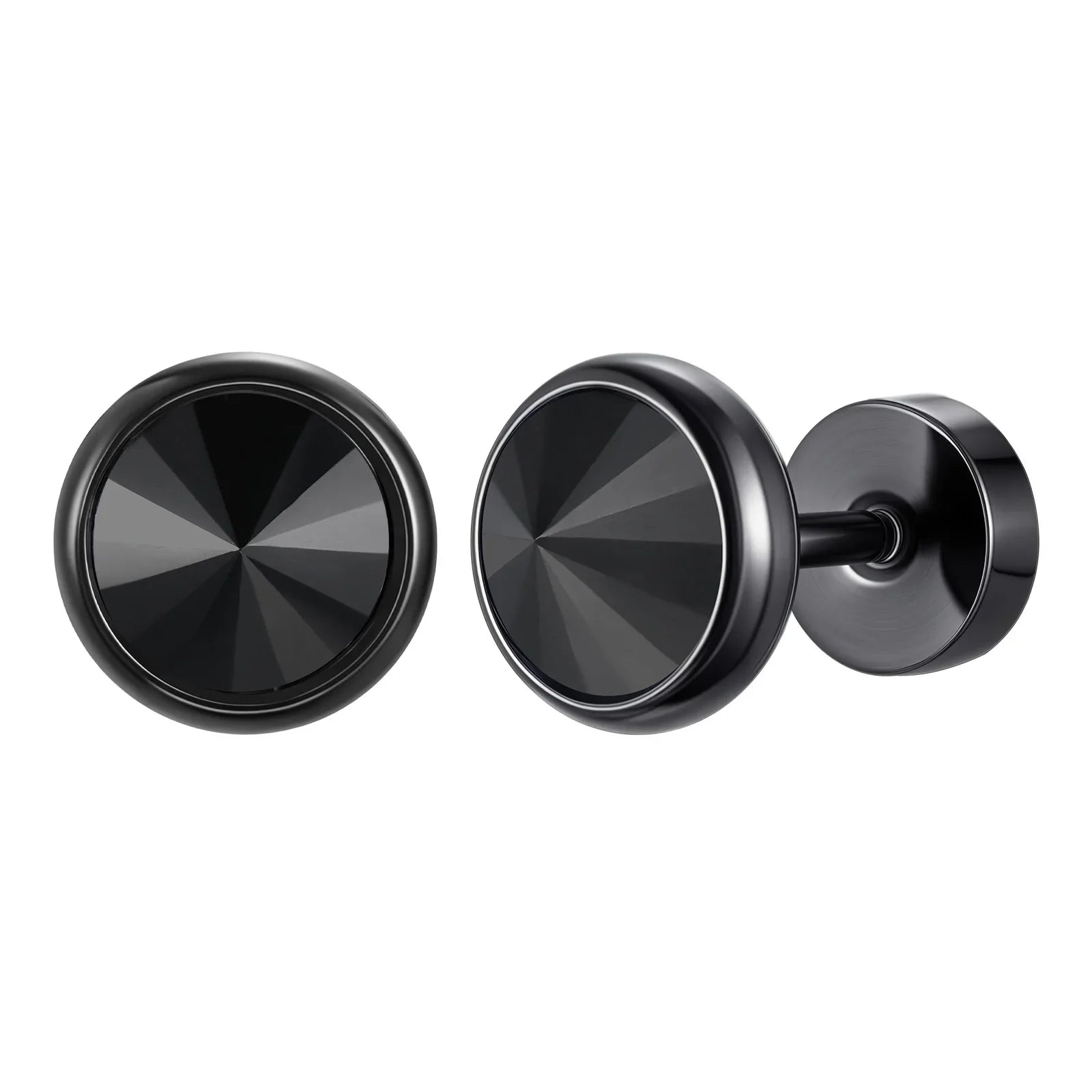 Stainless Steel Men’s Earrings | 8mm Multi-Faceted Screw Back Stud