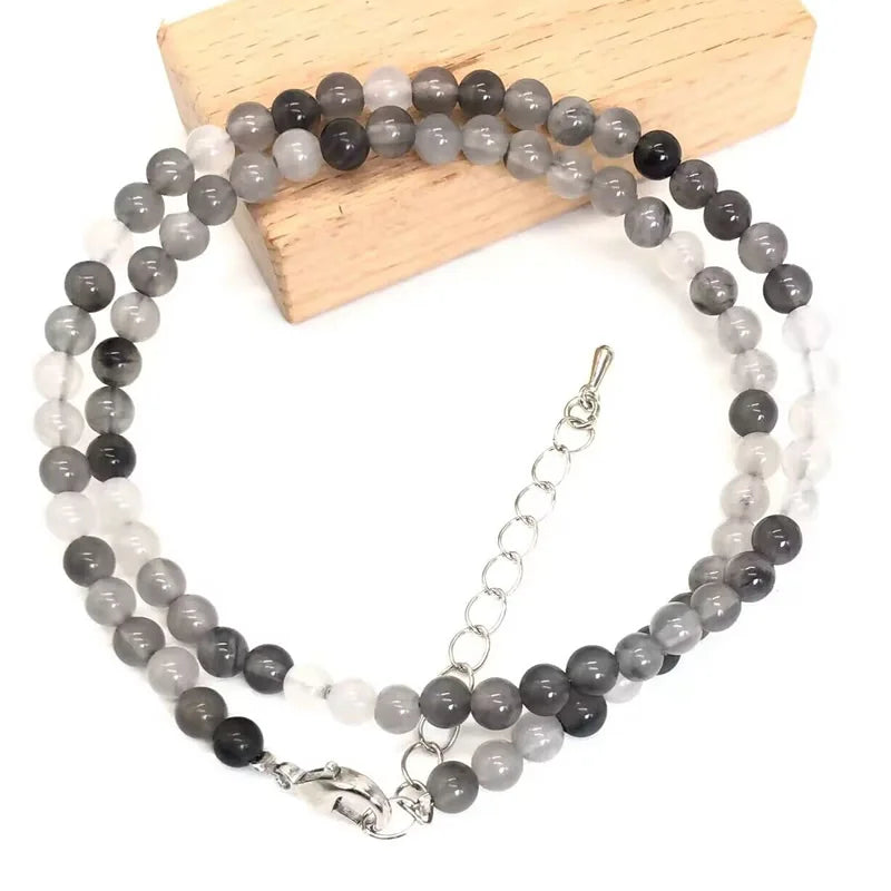 2025 Natural Stone Crystal Choker Necklace | 4mm Bohemian Adjustable Choker