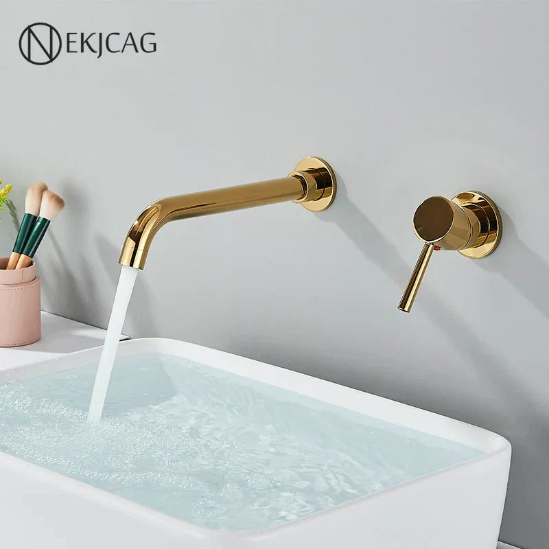 DecorBites™ Gold Basin Faucet: Single Handle, Hot & Cold Water, Matte Black Finish