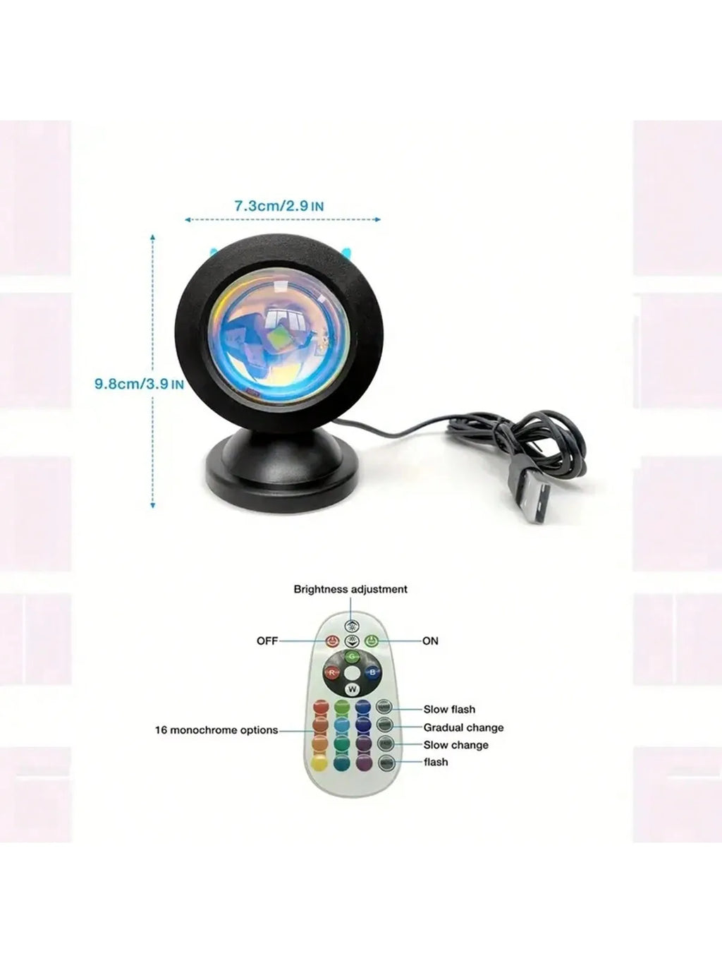 Sunset Projection Lamp with Remote Control | 16 Color LED Night Light