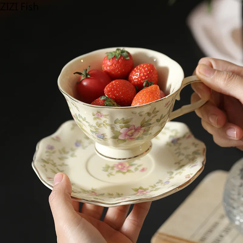 DecorBites™ Gold-plated Classical Ceramic Cup & Saucer Set for Dining Table Coffee Afternoon Tea