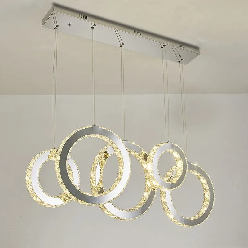 DecorBites™ Crystal Circle LED Pendant Chandelier for Dining Room