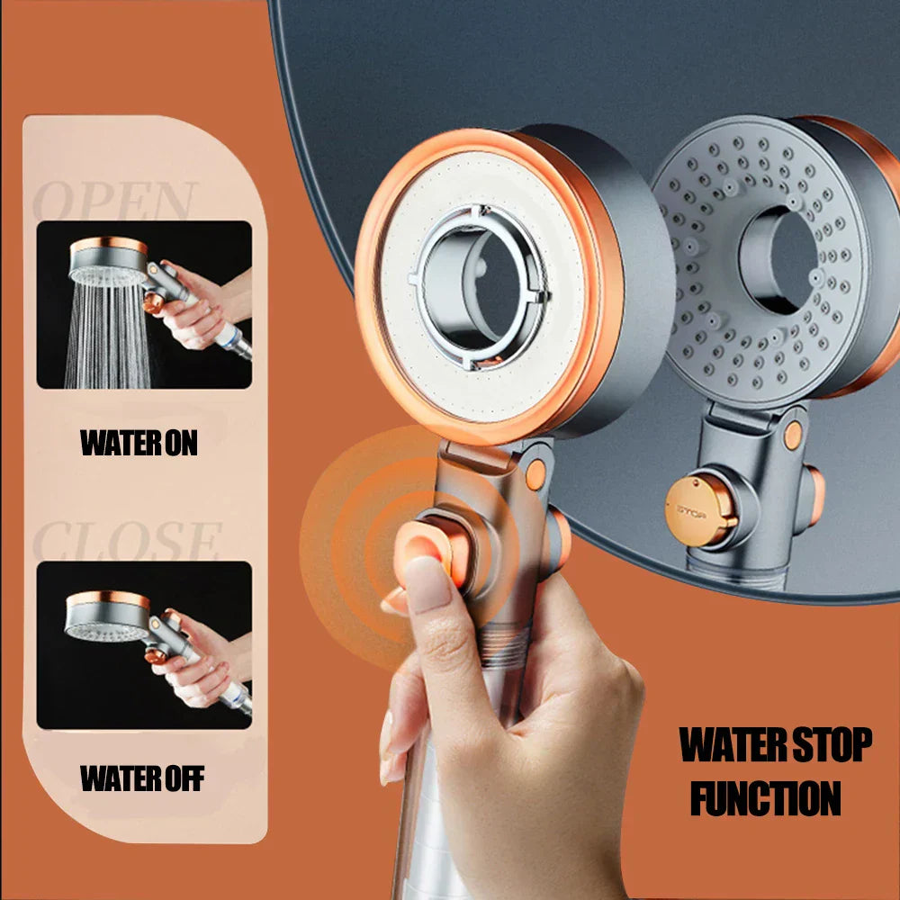 DecorBites™ Dual-Sided Shower Head 3 Jettings Water Saving Filtration Round Rainfall