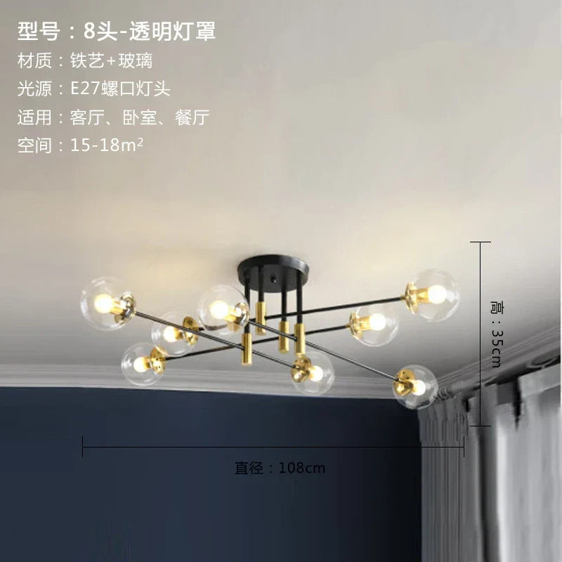 DecorBites™ Glass Ball LED Chandelier for Modern Living Room and Kitchen Lighting
