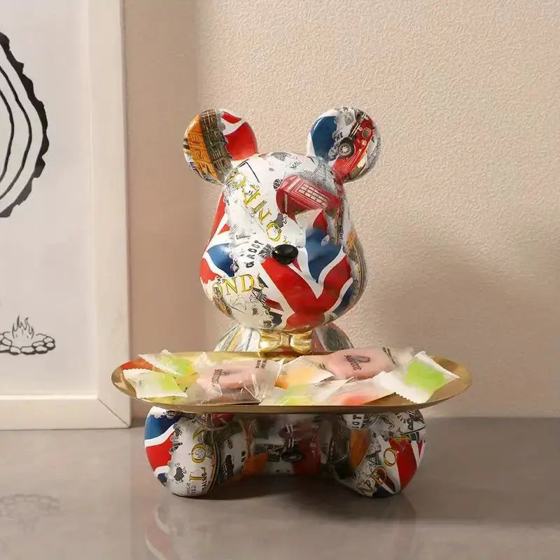 DecorBites™ Graffiti Bear Figurine Statue Key Shelf Decor - Modern Table Sculpture