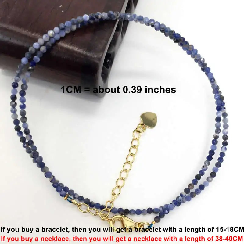 Faceted Gemstone Bead Choker Necklace and Bracelet Set | Natural Stone Jewelry for Men and Women