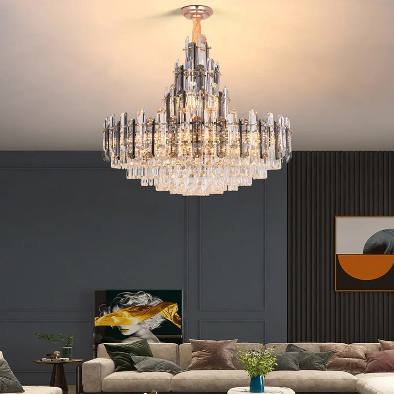 DecorBites™ Crystal LED Oval Round Chandelier Hanging Lamp - Dimmable Ceiling Pendant