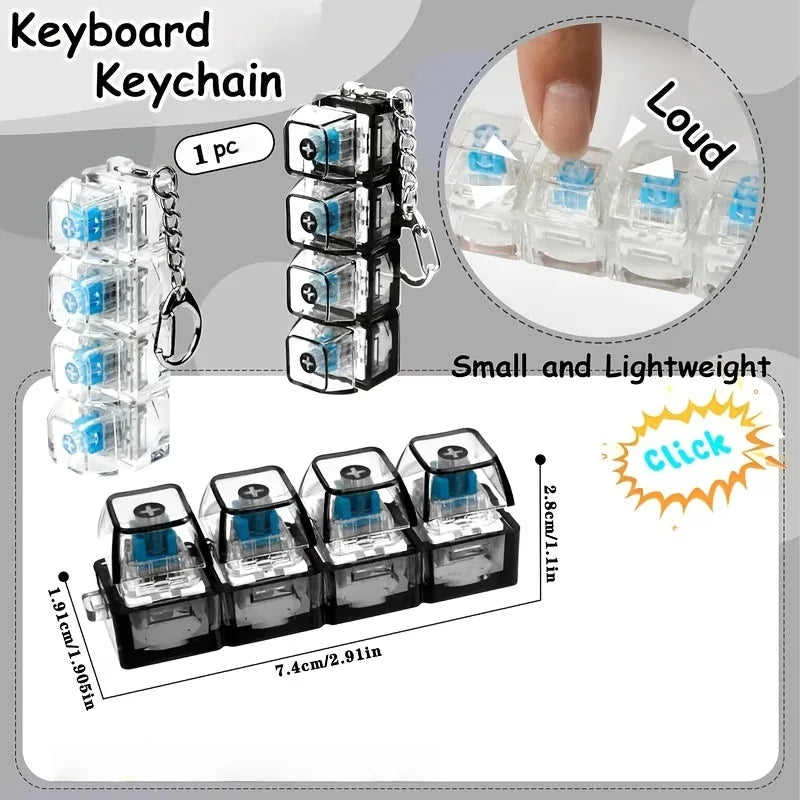 LED Click Keychain | Stress Relief Light Up Keyboard Toy for Anxiety