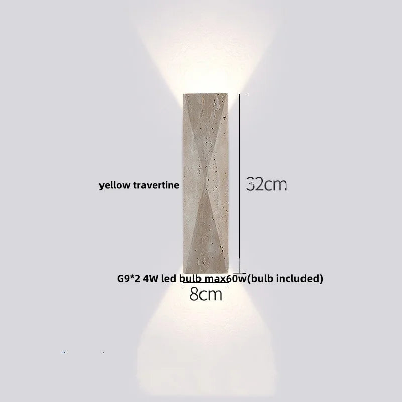 DecorBites™ Double LED Wall Lamp Sconce Yellow Cave Stone Iron Canopy Mirror Light