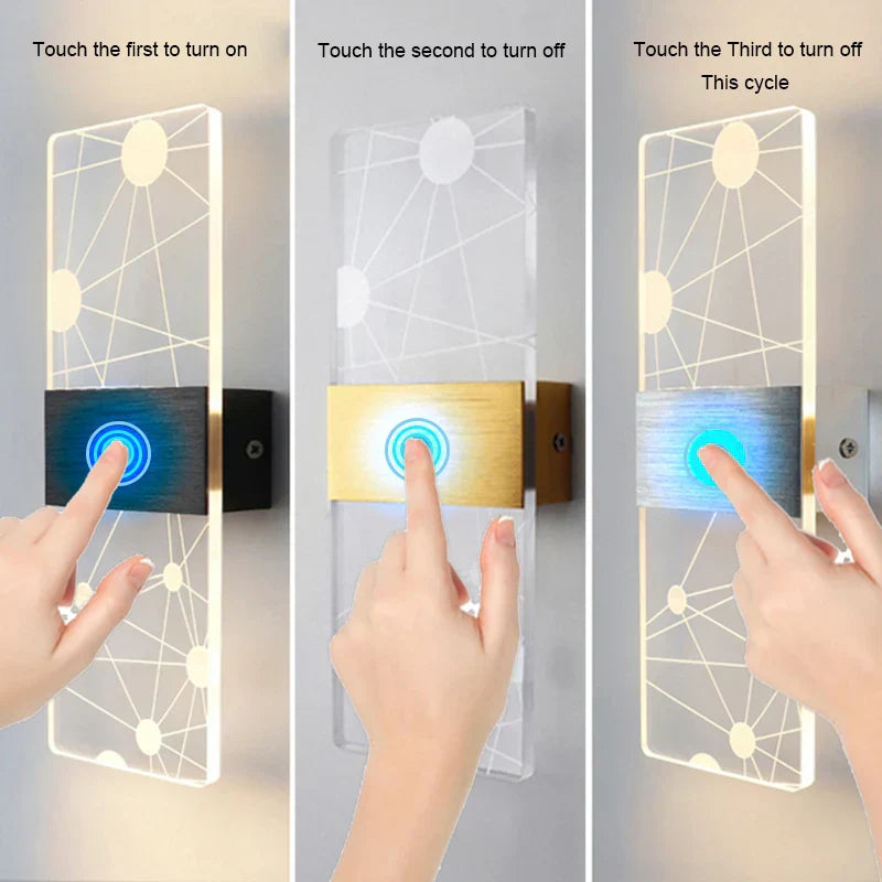 DecorBites™ Acrylic Touch Sensor LED Wall Lamp, Modern Sconces, 6W Indoor Lighting for Home Decor