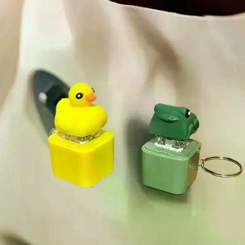Funny Croaking Frog Duck Keychain | Rechargeable Fidget Clicker with LED Light