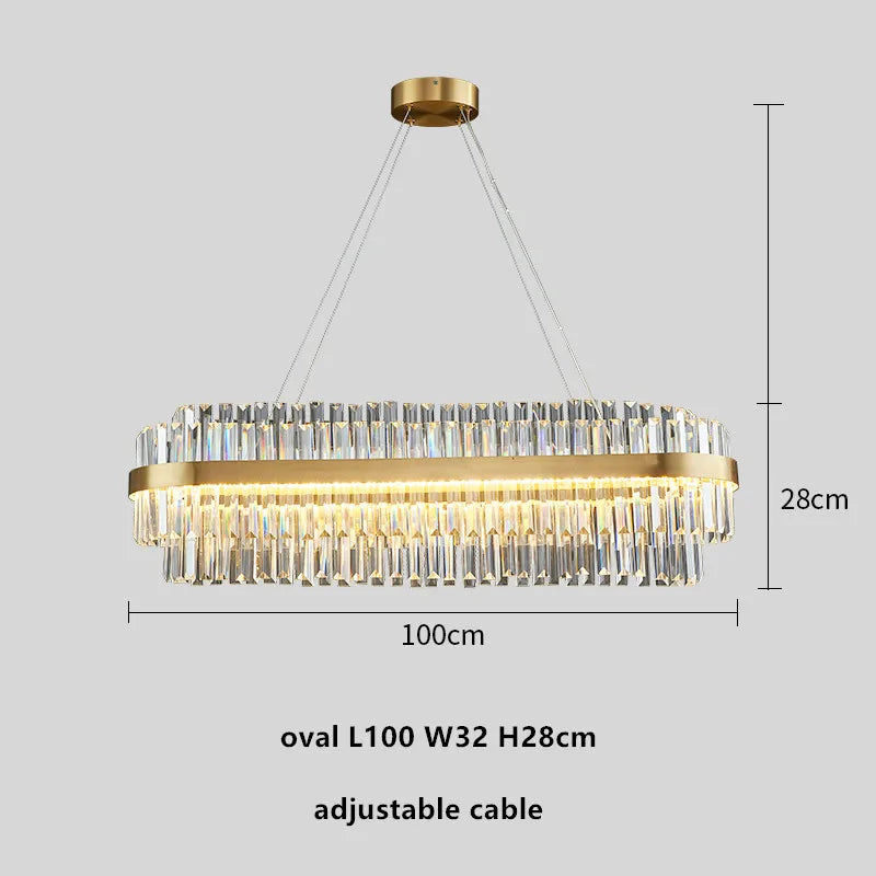 DecorBites™ Gold Metal Round Dimmable LED Pendant Light with K9 Crystals