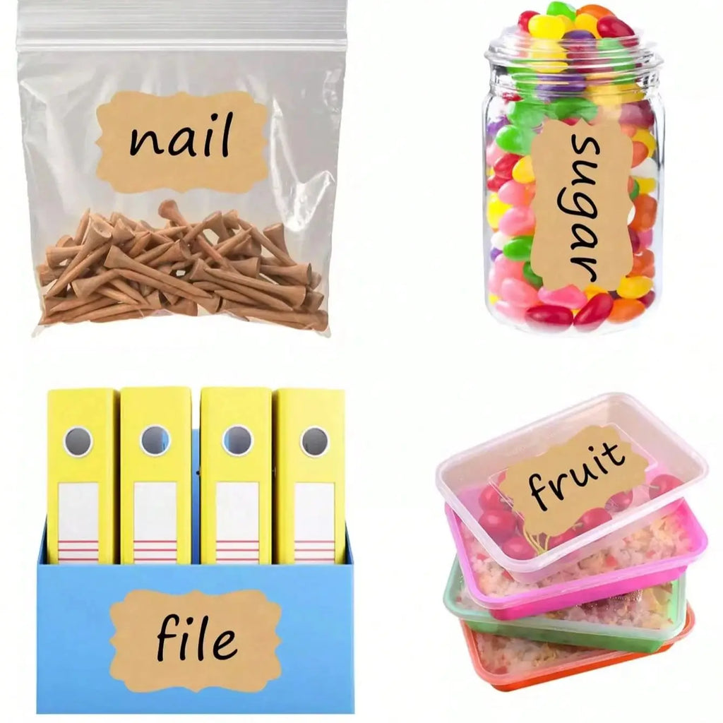 300pcs Solid Color Kraft Paper Label Stickers | Multi-Purpose Writable Stickers for Students, School, and DIY Crafts