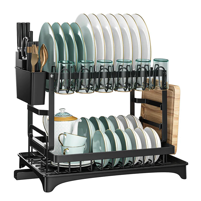 DecorBites™ Kitchen Dish Drainer Rack with Chopstick Cage - Space Saver Counter Organizer