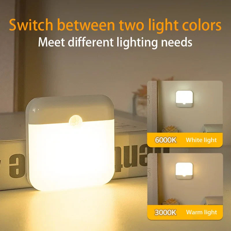 Wireless LED Night Light with Motion Sensor | Type C Rechargeable for Cabinet Wardrobe Staircase Kitchen
