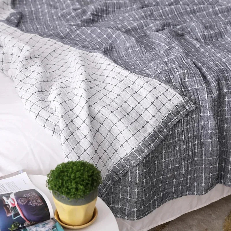 DecorBites™ Cotton Summer Blanket: Soft and Airy Bedspread for Single/Double Beds