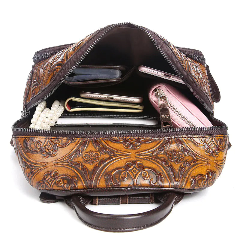 Hand Tooled Paulson/Baoerson Genuine Leather Backpack