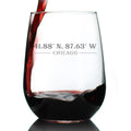 Chicago Coordinates - 17 Ounce Stemless Wine Glass