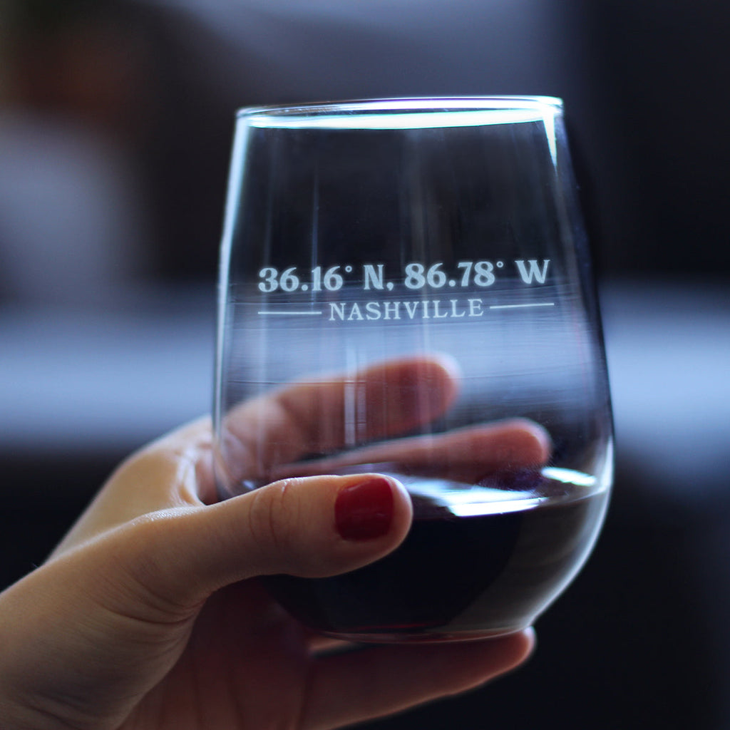 Nashville Coordinates - 17 Ounce Stemless Wine Glass