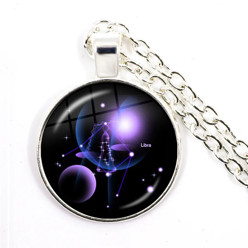 Zodiac Necklace Silver Plated | 12 Constellation Pendant Jewelry