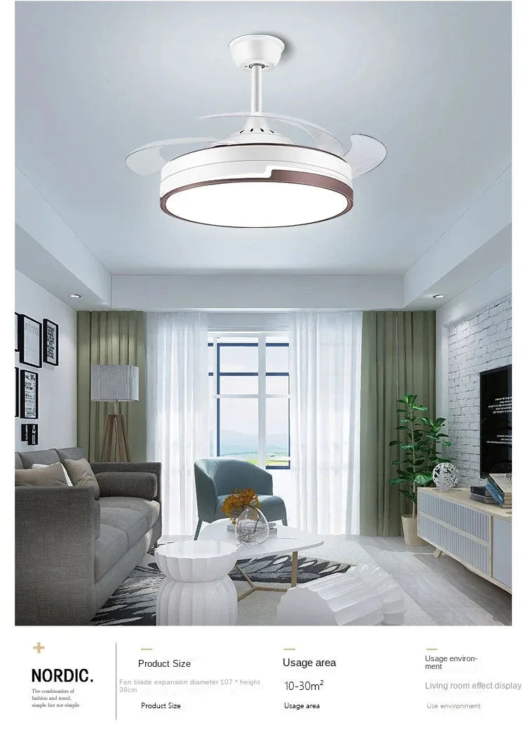 DecorBites™ Copper Ceiling Fan with Energy-saving Lighting, Modern Style, 6-speed Variab