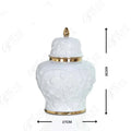 DecorBites™ Embossed Flower Ceramic Ginger Jar Vase - Home Decor Storage Tank
