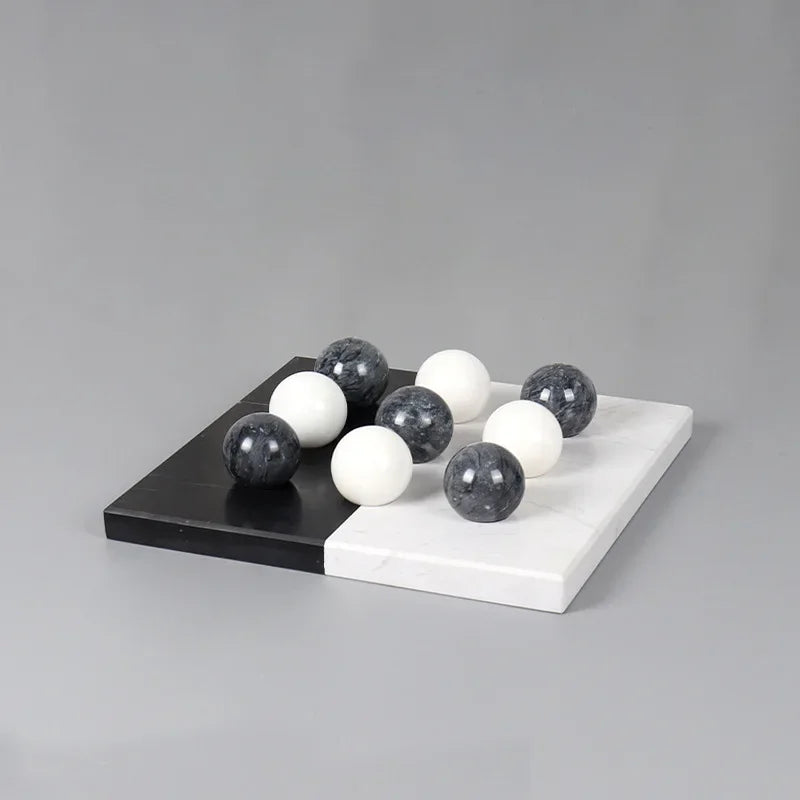 DecorBites™ Geometric Chess Marble Ornament Set for Stylish Home Decor