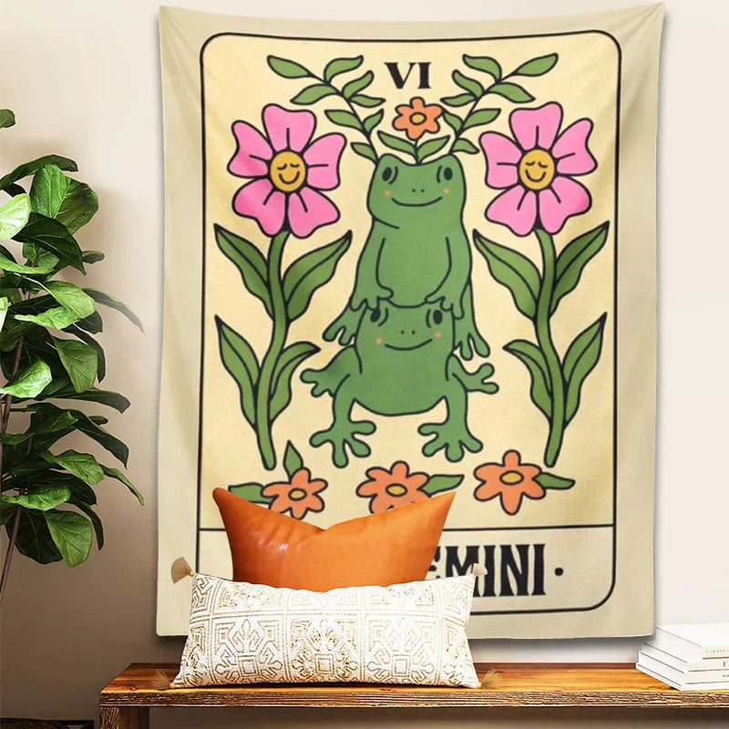 DecorBites™ Gemini Frog Constellation Wall Hanging Tapestries for Boho Room Decor