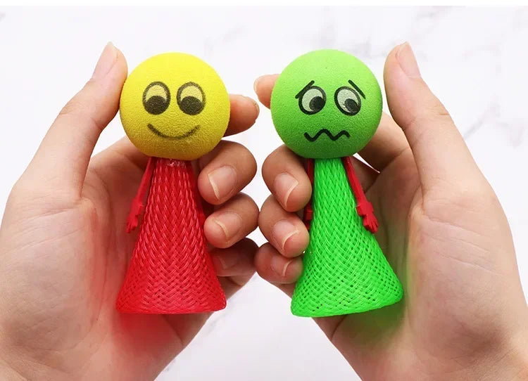5 Pcs Educational Jumping Doll Bounce Ball Toys | Fun Push & Down Expression Game for Kids
