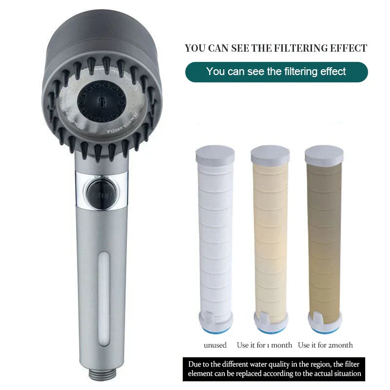 DecorBites™ 3-Mode High Pressure Handheld Shower Head with Stop Button - Bathroom Spray Nozzle