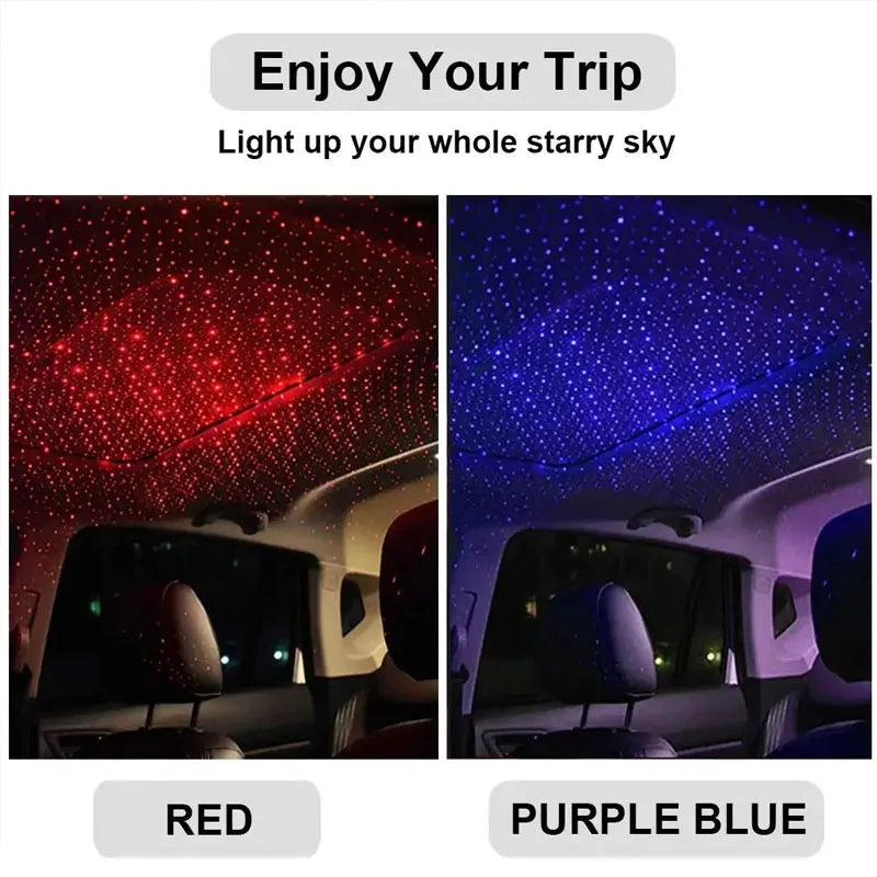 LED Car Roof Star Night Light Projector | USB Galaxy Atmosphere Lamp