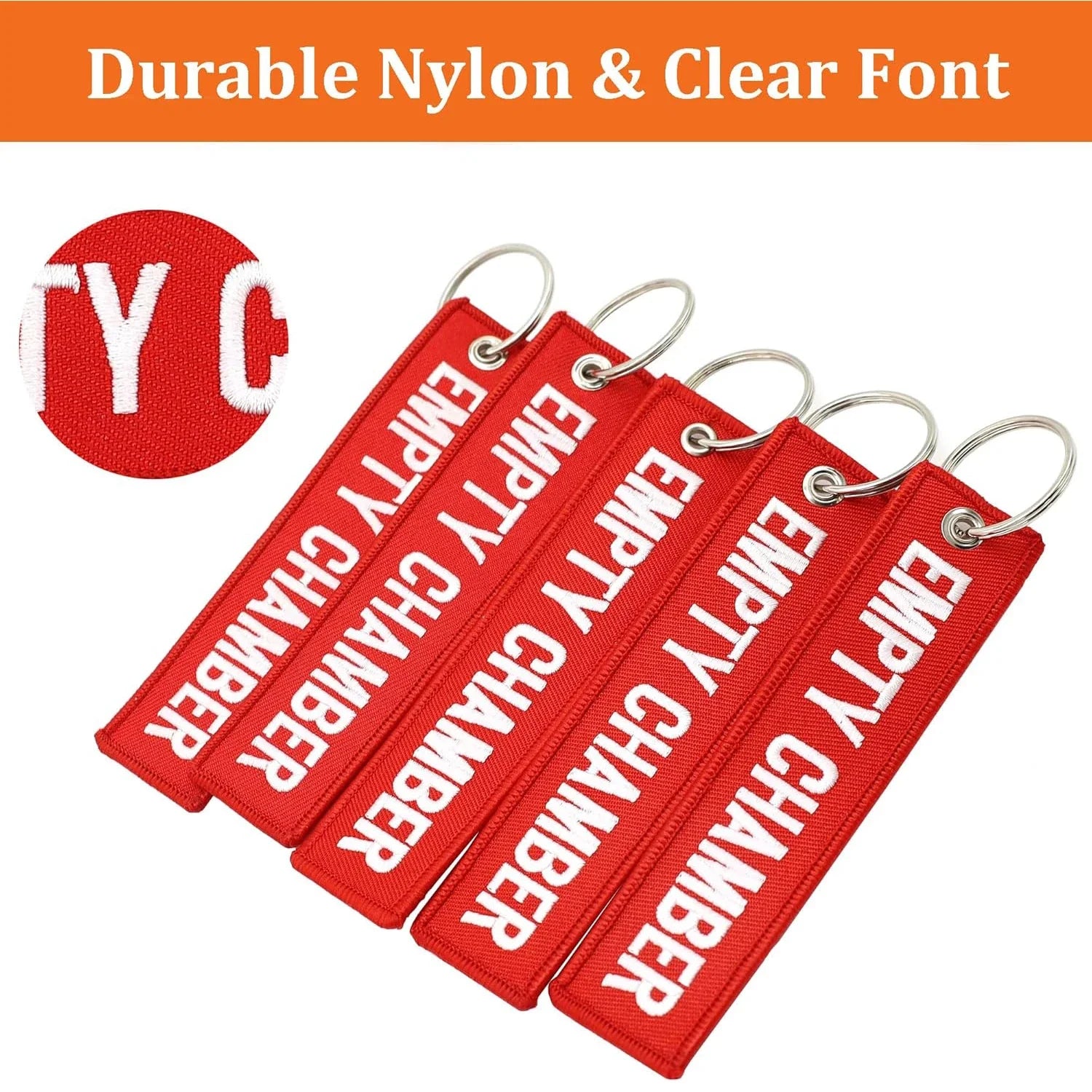 2 Pack Chamber Safety Flag for Rifle Handgun Shotgun | Bright Red Keychain Tags