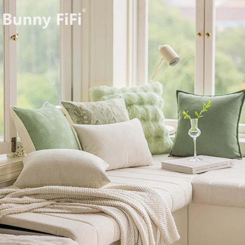 DecorBites™ Ins Wind Matcha Green Sofa Window Float Pillow for Modern Living Room