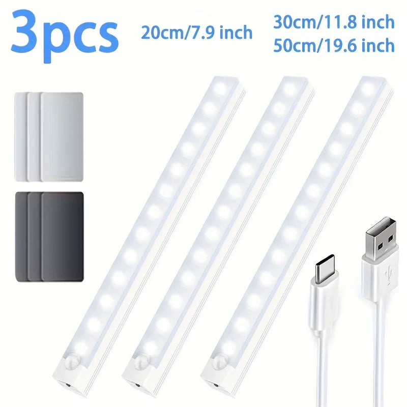 4-Size Sensor Night Light | USB Rechargeable Magnetic LED Lamp for Home Office