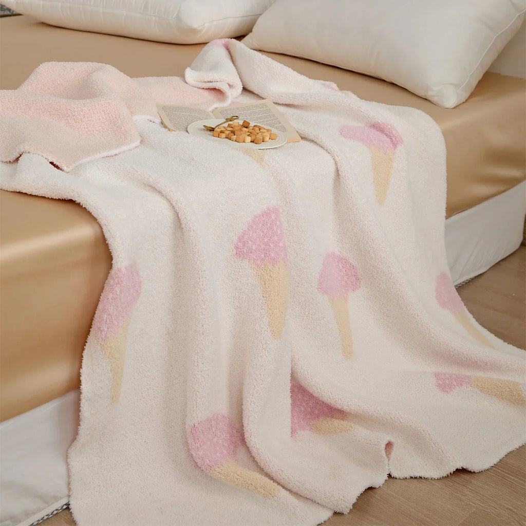 DecorBites™ Kawaii Ice Cream Jacquard Blanket