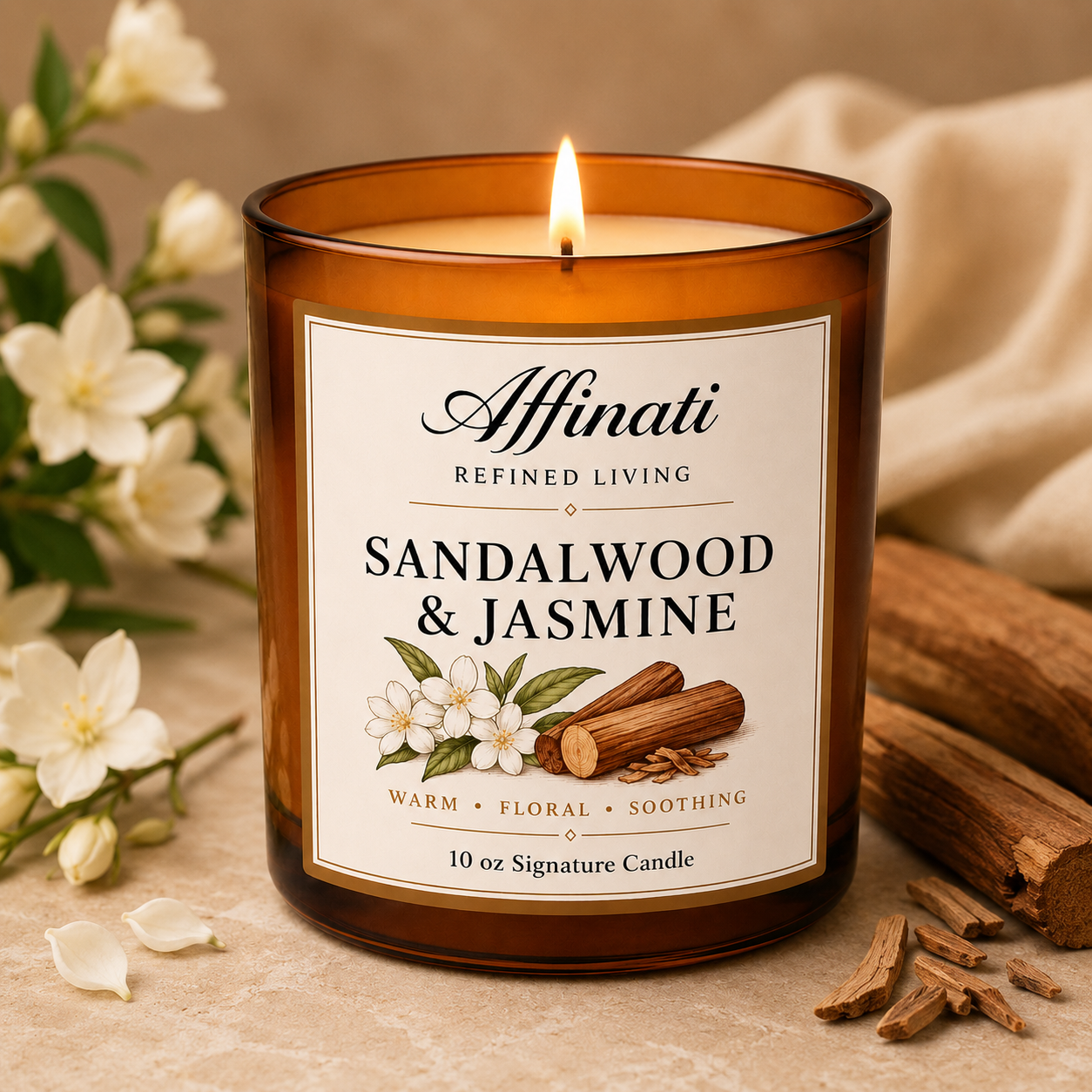 Sandalwood & Jasmine Signature Candle